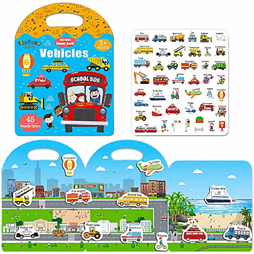 iGetooy Reusable Sticker Books for Kids, Toddler Sticker Activity Book, Preschool Learning Activities Busy Book for Toddler Travel Toys Waterproof Stickers for Kids 2 3 4 5 6 Year Old Girls Boys
