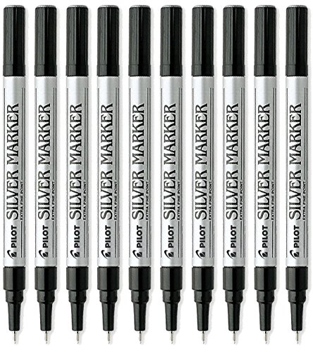 Pilot Silver Metallic Permanent Paint Marker, Extra Fine Point, 10-PACK(41801)
