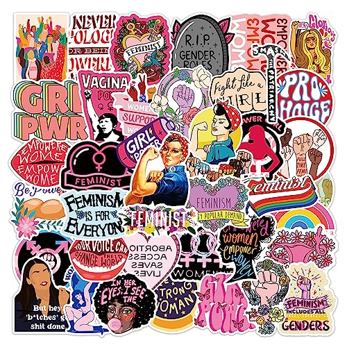 Feminist Stickers 50Pcs Women's Libbers Equal Rights for Women, Girl Power Stickers Liberal Feminism Stickers Water Bottle Waterproof Vinyl Laptop Luggage SkateboardStickers for Women