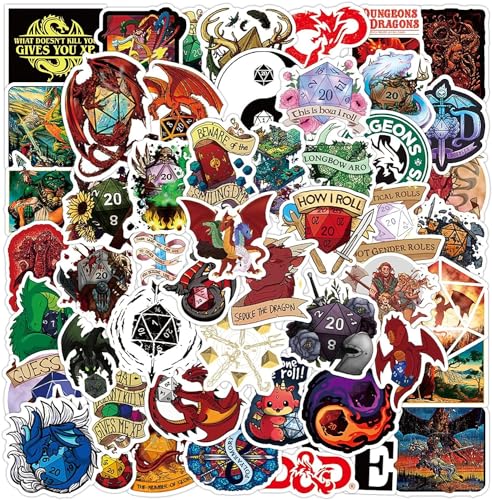 Dungeons and Dragons Stickers- 100Pcs Vinyl Waterproof Stickers for Teens, Gifts for Laptops, Car, Wall, Phone