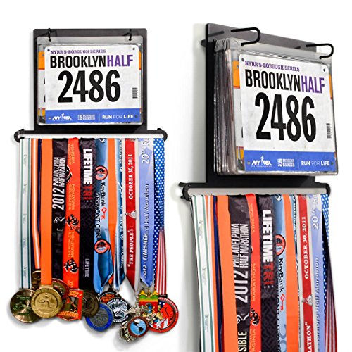 Gone For a Run BibFOLIO Plus Race Bib and Medal Display | Wall Mounted Hanger – Displays up to 24 Medals and 100 Race Bibs