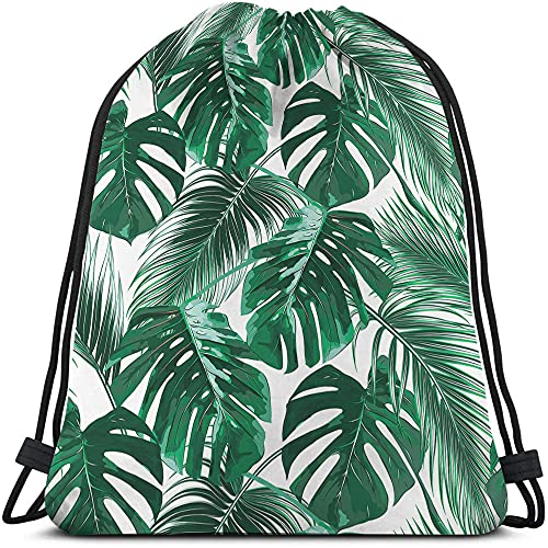 Beabes Palm Leaves Drawstring Bags Backpack Bag Tropical Jungle Leaf Summer Hawaii California Beach Tree Exotic Sport Gym Sack Drawstring Bag String Bag Yoga Bag for Men Women