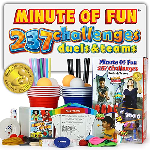 Minute of Fun Party Game - Amazing, 237 Minute to Win It Fun Games for Family Game Night, Activities for Teens, for Gifts, Home, School Events, Travel, 2-12 Players, Easy Set Up!