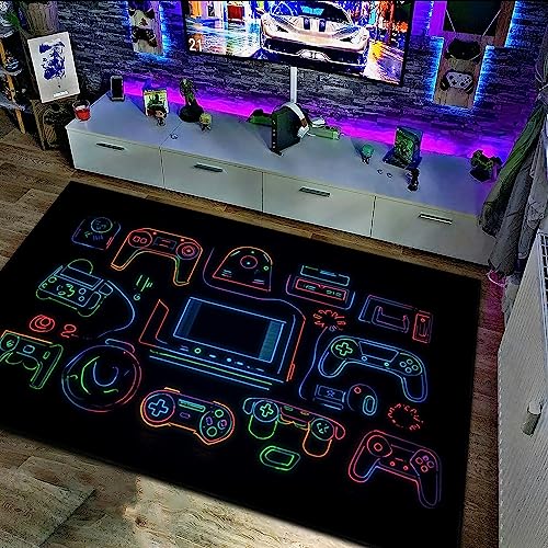 Customizable Joystick Pattern Cartoon Arcade Area Rug, Arcade Carpet for Living Room Full Size (5x8, 4x6, 3x5), Arcade Decor, Gift for Gamers, Video Game