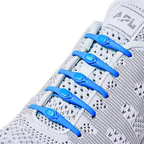 HICKIES Tie-Free Laces - No Tie Shoe Laces for Adults - Tieless Elastic for Sneakers & Flat Shoes - One Size Fits All, Unisex (Electric Blue)