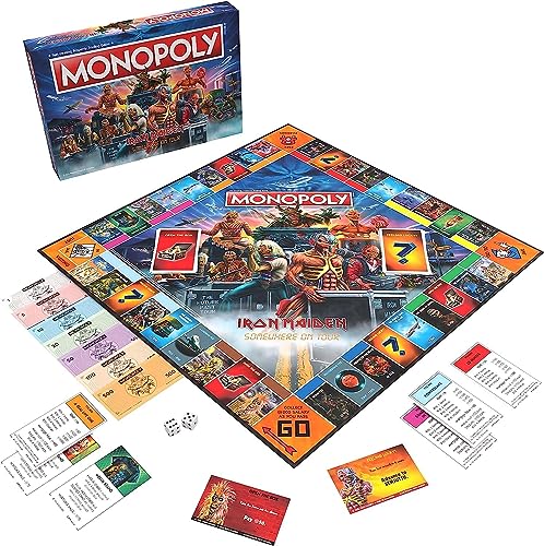 Monopoly Iron Maiden | Play as Bruce’s Lantern, Guitar Amp Stack, Nicko’s Drum Kit, and More | Officially Licensed Collectible Game Honoring English Classic Heavy Metal Icons