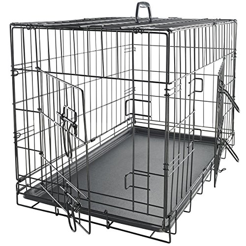 Dog Crates for Extra Large Dogs - XXL Dog Crate 48' Pet Cage Double-Door Best for Big Pets - Wire Metal Kennel Cage & Tray - in-Door Foldable & Portable for Animal Out-Door Travel