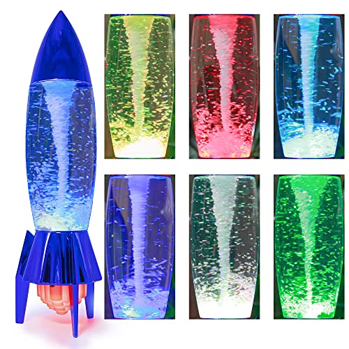 YAKii 11' Rocket Tornado Lamp LED Color Changing,Tornado Maker Science Toy, Battery/USB Cable Operated,Christmas Day Decoration Blue