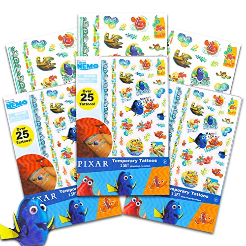 Disney Pixar Finding Nemo Temporary Tattoos for Kids Bundle ~ Over 75 Disney Temporary Tattoos from the Pixar Movie Finding Nemo | Disney Party Favors for Kids