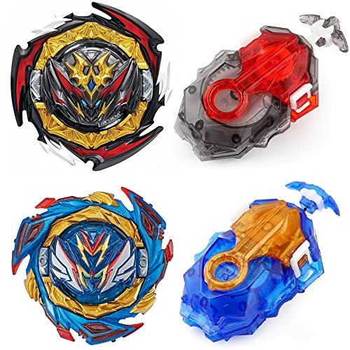 Bey Burst Gyro Toy Set Metal Fusion Attack Top Grip Toy Blade Set Game 2 Top Burst Gyros 2 Two-Way Launcher Great Birthday Gift for Boys Children Kids 6 8 10+