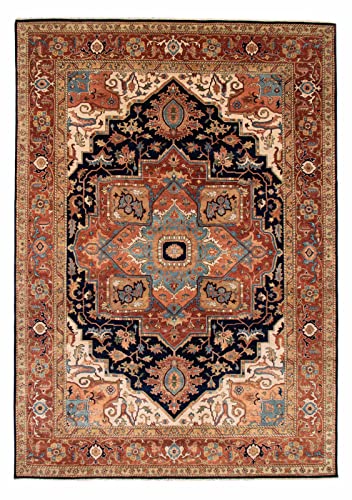 eCarpetGallery Large Area Rug for Living Room, Bedroom | Hand-Knotted Wool Rug | Jules Sultane Bordered Blue Rug 9'10' x 13'11' | 377321