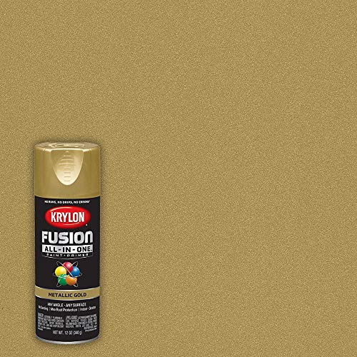 Krylon K02770007 Fusion All-In-One Spray Paint for Indoor/Outdoor Use, Metallic Gold 12 Ounces
