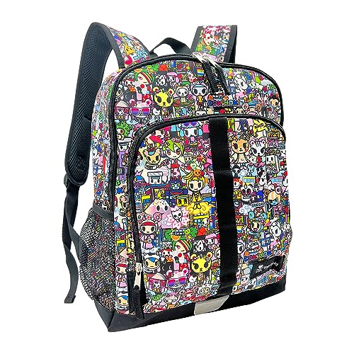 TokiDoki All- Stars Basic Sports Backpack Dual-Zippered Multi-Purpose Bag, [2] Padded Shoulder Straps and [2] Mesh Water Bottle Pockets