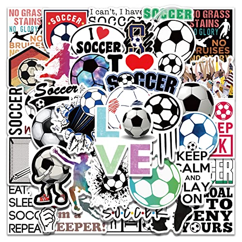 Soccer Stickers 50PCS Soccer Gifts Girls,Soccer Gifts for Teen Girls,Soccer Gift,Gsoccer Stickers for Water Bottles,Soccer Gifts for Boys,Soccer Gift Decal(Soccer Stickers)