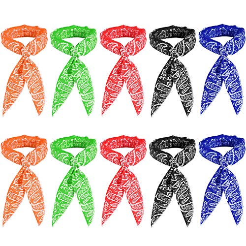SATINIOR 10 Pieces Ice Cooling Scarf Cooling Neck Bandana Wrap Headband for Men Women Outdoor Activities
