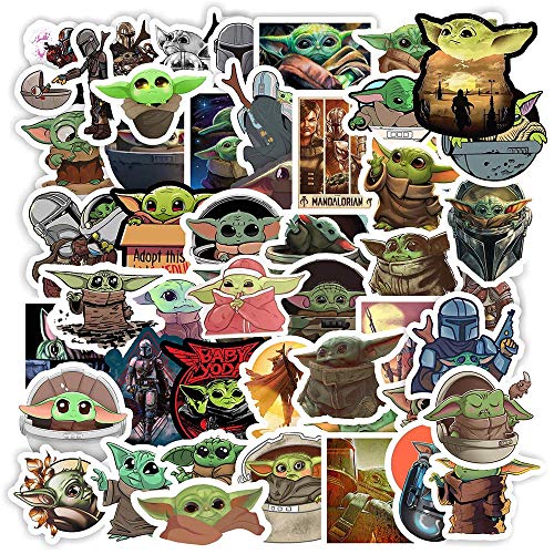 Baby_Yoda Stickers[50pcs] Vinyl Waterproof Stickers for Laptop Water Bottle Car Cup Computer Guitar Skateboard Luggage Bike Bumper, Kid Gift (Baby_Yoda-50Pcs)