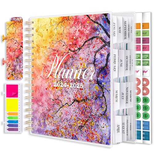 Montcool Planner 2024-2025 7.9' x 9.8', Large 18 Months Daily Weekly Monthly Planner Yearly Agenda Jan. 2024–Jun. 2025, Page Tabs, Separator Page, Pocket Folder, Bookmark, Sticky Note Set