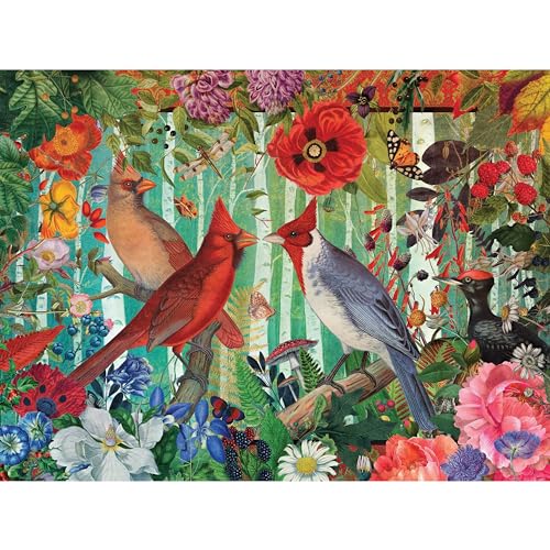 1000 Piece Puzzle for Adults Birch Birds Jenna Dellagrottaglia Cardinals Jigsaw Classic Collage Montage by KI Puzzles