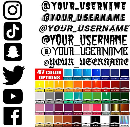 VulgrCo Custom Social Media Decal Stickers Customized Name Username Logo Brand Vinyl Fonts B