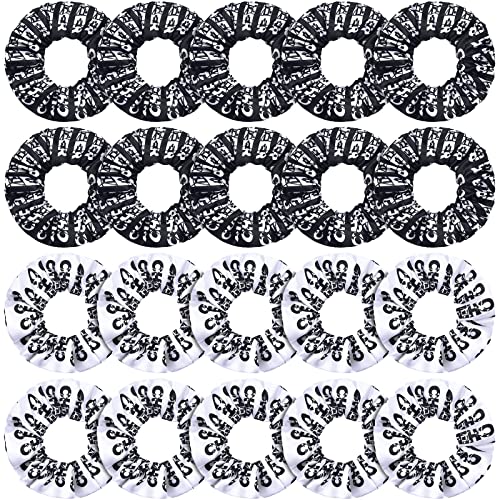 20 Pieces Sport Hair Scrunchies Sports Scrunchy Hair Ties Elastic Silk Satin Scrunchies Hairband Scrunchy Ponytail Holder for Women Girls Player Team Hair Accessories, Black, White (Cheer)