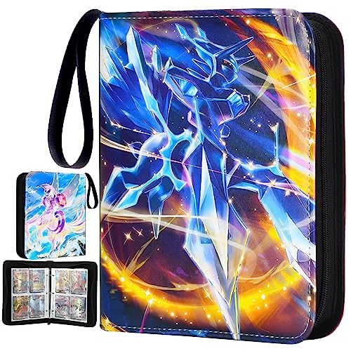 Card Binder Trading Cards Case with 55 Sleeves 4-Pocket Card Book Holder Fits 440 Cards for TCG Game Cards Collection Sports Trading Cards Collector Album