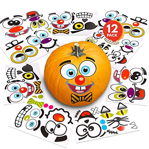 ArtCreativity Halloween Pumpkin Stickers for Decorating - 12 Sheets - Jack-o-Lantern - 26 Pumpkin Decorating Stickers - Cute Halloween Toddler Decor Idea - Pumpkin Party Favors - Halloween Favors