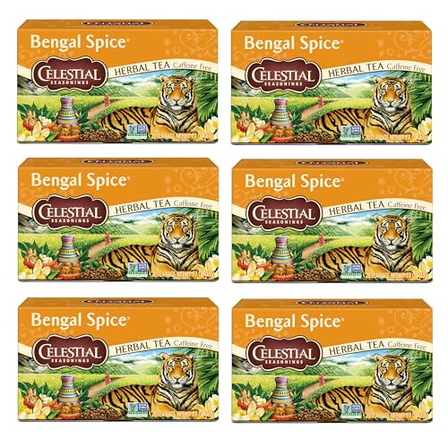 Celestial Seasonings Bengal Spice Herbal Tea, Caffeine Free, 20 Tea Bags Box, (Pack of 6)