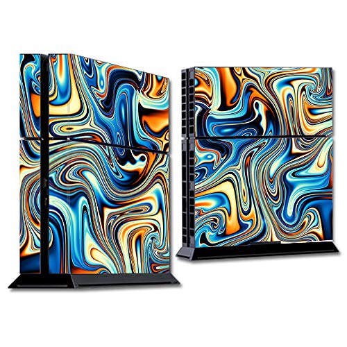 IT'S A SKIN Wrap Compatible with PS4 (R) Sony (R) Playstation (R) Console - Decals Vinyl Stickers Overlay - Blue Orange Psychadelic Oil Slick