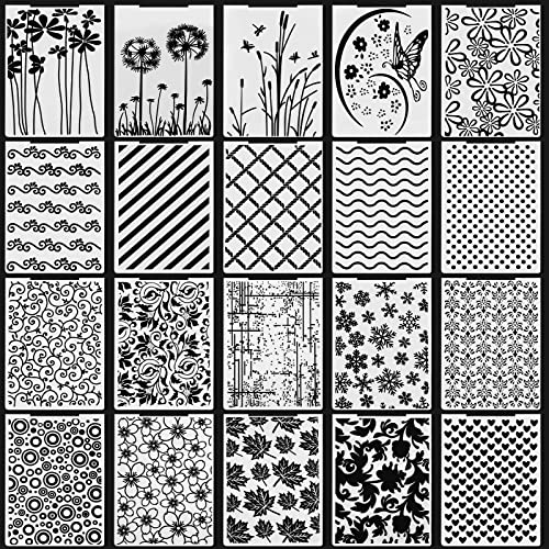 Mumufy 20 Pieces Embossing Folders for Card Making 3D Embossing Folders DIY Plastic Embossing Template Stencil Paper Card Decorating Mold for Card Scrapbook Photo Album DIY Craft, 11.7 x 3.9 Inch