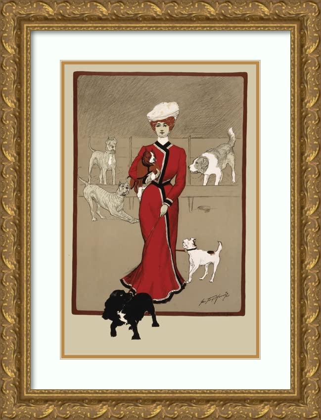 ArtDirect George Ford Morris 17x24 Gold Ornate Framed and Double Matted Museum Art Print Titled: Mascoutah Kennel Club Dog Show (1901)