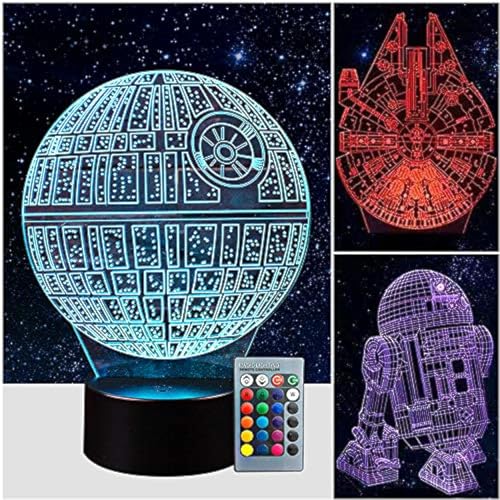 Manco 3 Pattern 16 Colors 3D Star Wars Night Light Star Wars 3D Lamp Birthday Gifts for Star Wars Fans