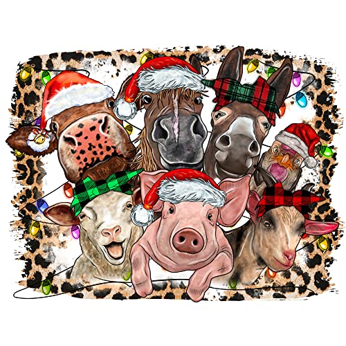 Christmas Farm Animals Sublimation Transfer, Ranch Transfer, Printed Sub, Cow, Chicken, Goat, Pig, Horse, Sheep, Donkey, Ready to Use (Child x1-6')