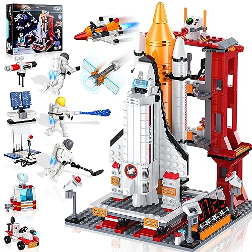 Space Exploration Shuttle Toys for 6 7 8 9 10 11 12 Year Old Kids, Girls, Boys, 12-in-1 STEM Projects Rocket Building Toy Kit with 3 Astronauts, Airplane Rocket Set, Gift idea for Ages 6 +, 885 Pcs