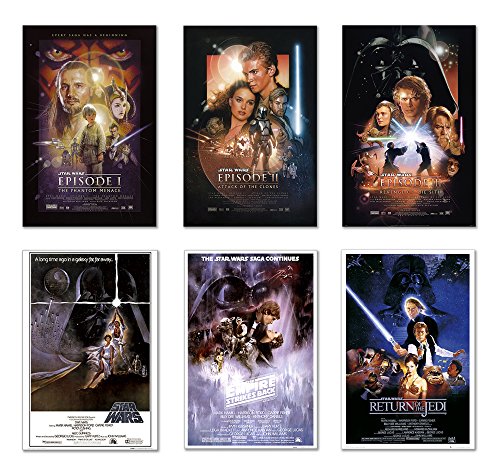 POSTER STOP ONLINE Star Wars Episode I, II, III, IV, V & VI - Movie Poster Set (6 Individual Full Size Movie Posters) (Size 24' x 36' each)
