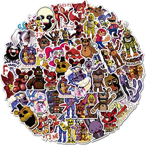 Five Nights at Freddy's Stickers 50 Pack Waterproof Stickers Laptop Bumper Skateboard Water Bottles Computer Terror Game Stickers