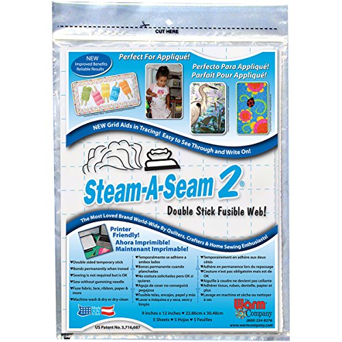 Warm Company Steam-A-Seam 2 Double Stick Fusible Web-9'X12' Sheets 5/Pkg (5517)