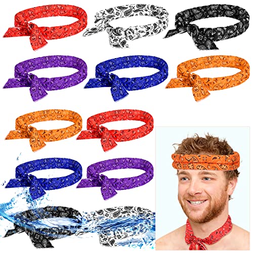 12 Pcs Ice Cooling Scarf Cooling Neck Bandana Cooling Neck Wraps Cooling Headband Summer Cooling Bandana for Men Women Outdoor Activities, Multicolored