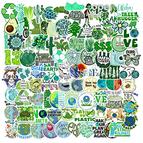 Environmental Protection Stickers, 100PCS Earth Day Stickers for Water Bottles, Stationery, Bicycles