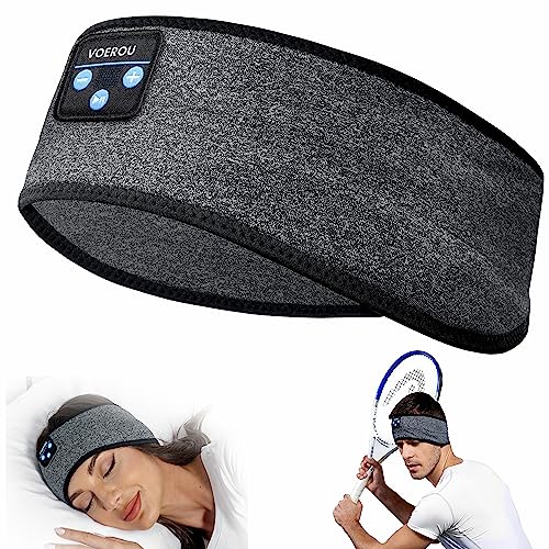 Voerou Sleep Headphones Bluetooth Headband, Comfy Band Wireless Headphones,Sleeping Headphones with Stereo Speakers-Cool Tech Gifts for Men Women,Perfects for Workout,Running,Yoga,Travel