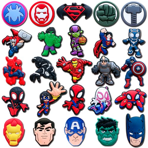 25 40Pcs Hero Charms for Boys Girls Kids, Superhero Shoe Charms for Clogs Sandals Decoration (25)