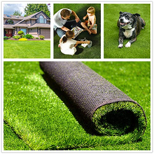 Fas Home Artificial Grass Turf 4FTX6FT(24 Square FT), 1.38' Pile Height Realistic Synthetic Grass, Drainage Holes Indoor Outdoor Pet Faux Grass Astro Rug Carpet for Garden Backyard Patio Balcony