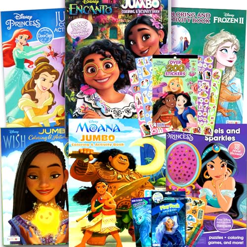 Disney Princess Coloring Book Set for Kids - Activities, Stickers and Games - Featuring Disney Princess, Frozen, Moana and Raya and The Last Dragon,8 x 10.75 inches