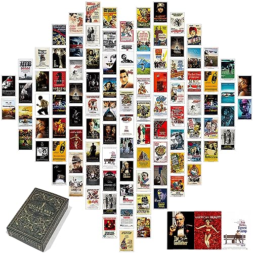 LAPNOXX Movie Posters Post Card, 94PCS Vintage Posters of Classic Movie 7 x 4.7in, Wall Collage Kit Aesthetic Pictures, Retro Room Decor, Movie Room Decor, Wall Collage Kit, Film Photo Wall, Movie Posters, Retro Movie Poster for Dorm