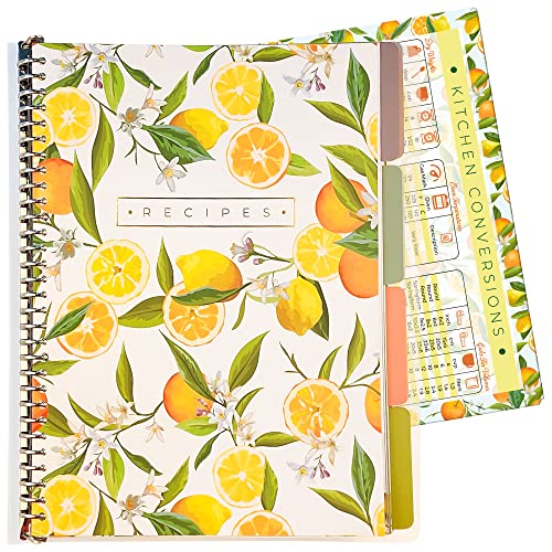 SwiftCube Recipe Book to Write in Your Own Recipes | Handy Kitchen Conversion Chart Magnet Included | Store 220 Recipes, 30 Ring with 8 Dividers | Perfect Family Recipe Journal