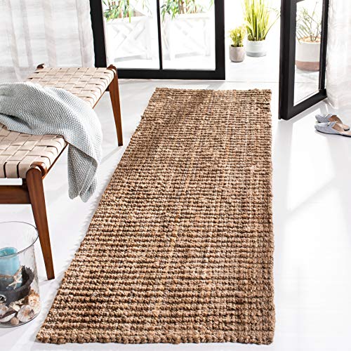 SAFAVIEH Natural Fiber Collection Runner Rug - 2'6' x 8', Natural, Handmade Chunky Textured Jute 0.75-inch Thick, Ideal for High Traffic Areas in Living Room, Bedroom (NF447A)
