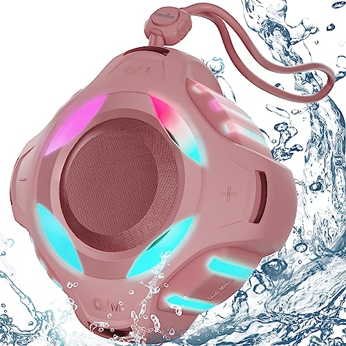 comiso Bluetooth Shower Speaker, Waterproof Bluetooth Speakers IPX7, Floating 2000mAh, Portable Wireless Speaker with LED Light, Loud HD Sound and Bass for Travel Beach Pool, Camping, Ideal Gifts.