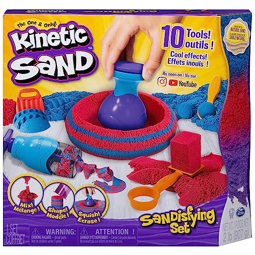 Kinetic Sand, Sandisfying Set with 2lbs of Sand and 10 Tools, Play Sand Sensory Toys, for Kids Ages 3 and up