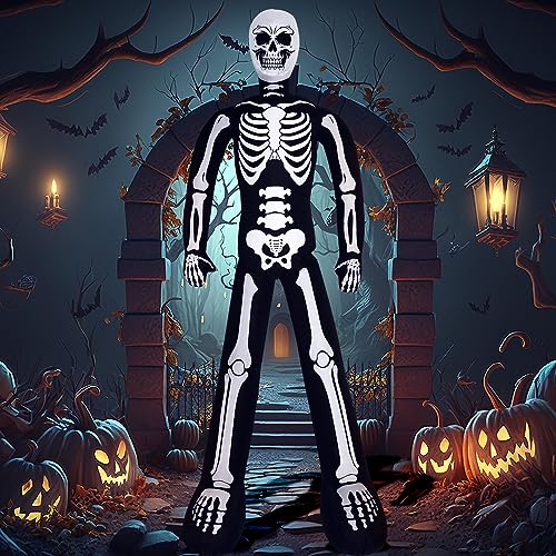 Jenaai 10 ft Halloween Inflatable Skeleton Real Person Style Lighted Blow up Party Decoration for Outdoor Indoor Home Garden Family Yard