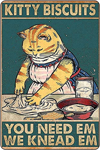 Kitty Biscuits You Need We Knead Cat Retro Sign Vintage Decor For Home Office 12' * 8' (020)