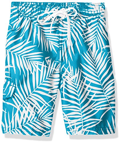 Kanu Surf boys Line Up Quick Dry Upf 50+ Beach Swim Trunks, Palma Aqua, 14-16 US